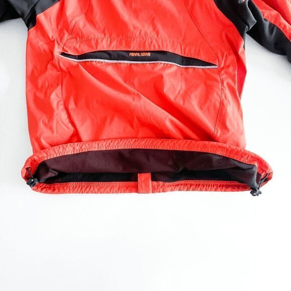 Pearl iZumi Mens Windbreaker Jacket Pullover Long Sleeve Orange Black Medium - Picture 3 of 11